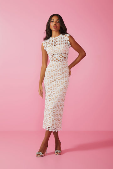 FABULOUS AGILITÀ - Vestido Midi Bianca Off White